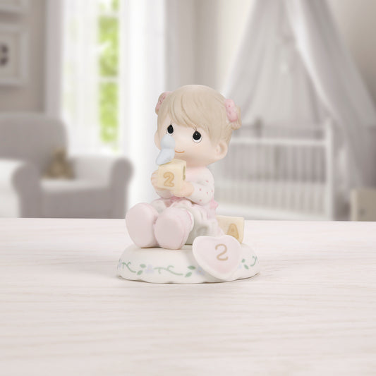 Growing In Grace, Age 2, Brunette Girl Figurine