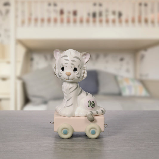 Birthday Train, Age 16, 16 And Feline Fine Figurine