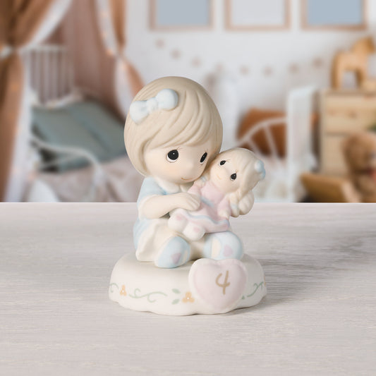 Growing In Grace, Age 4, Brunette Girl Figurine