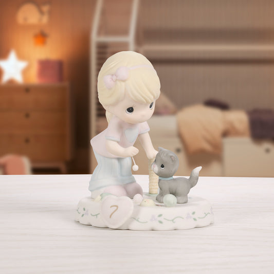 Growing In Grace, Age 7, Blonde Girl Figurine