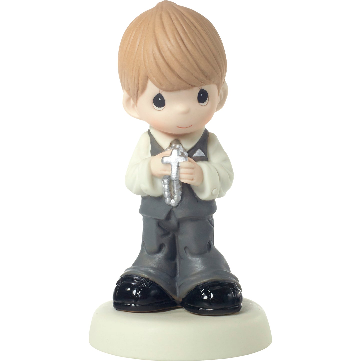 May His Light Shine In Your Heart Today And Always, Bisque Porcelain Figurine, Boy, Blonde