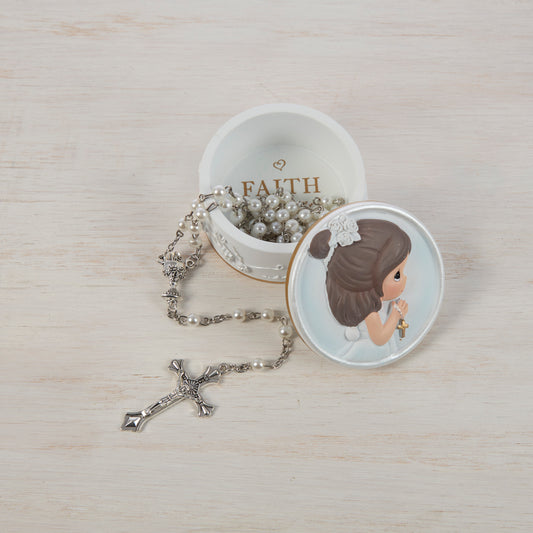 Faith Is The Light That Guides You Girl Rosary Box with Rosary