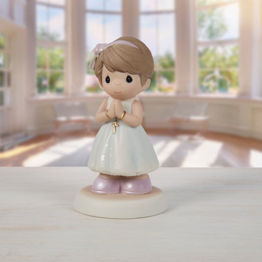 Blessings On Your First Communion Brunette Hair/Medium Skin Girl Figurine