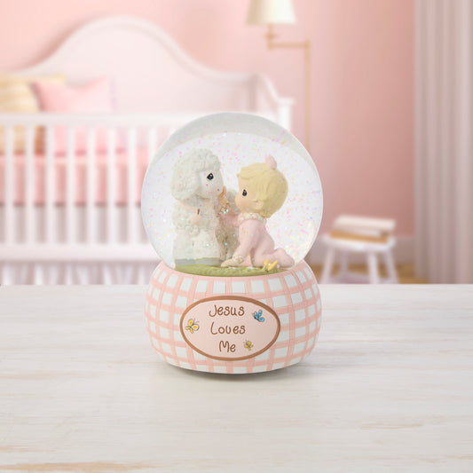 Jesus Loves Me Baby Girl Snow Globe