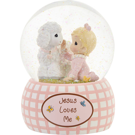 Jesus Loves Me Baby Girl Snow Globe