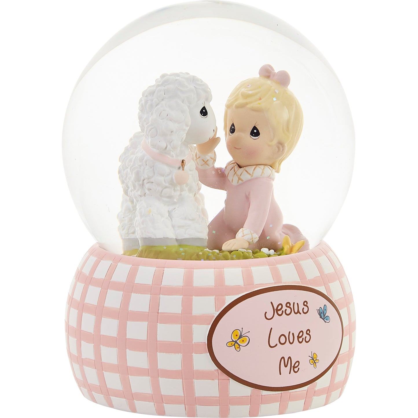 Jesus Loves Me Baby Girl Snow Globe