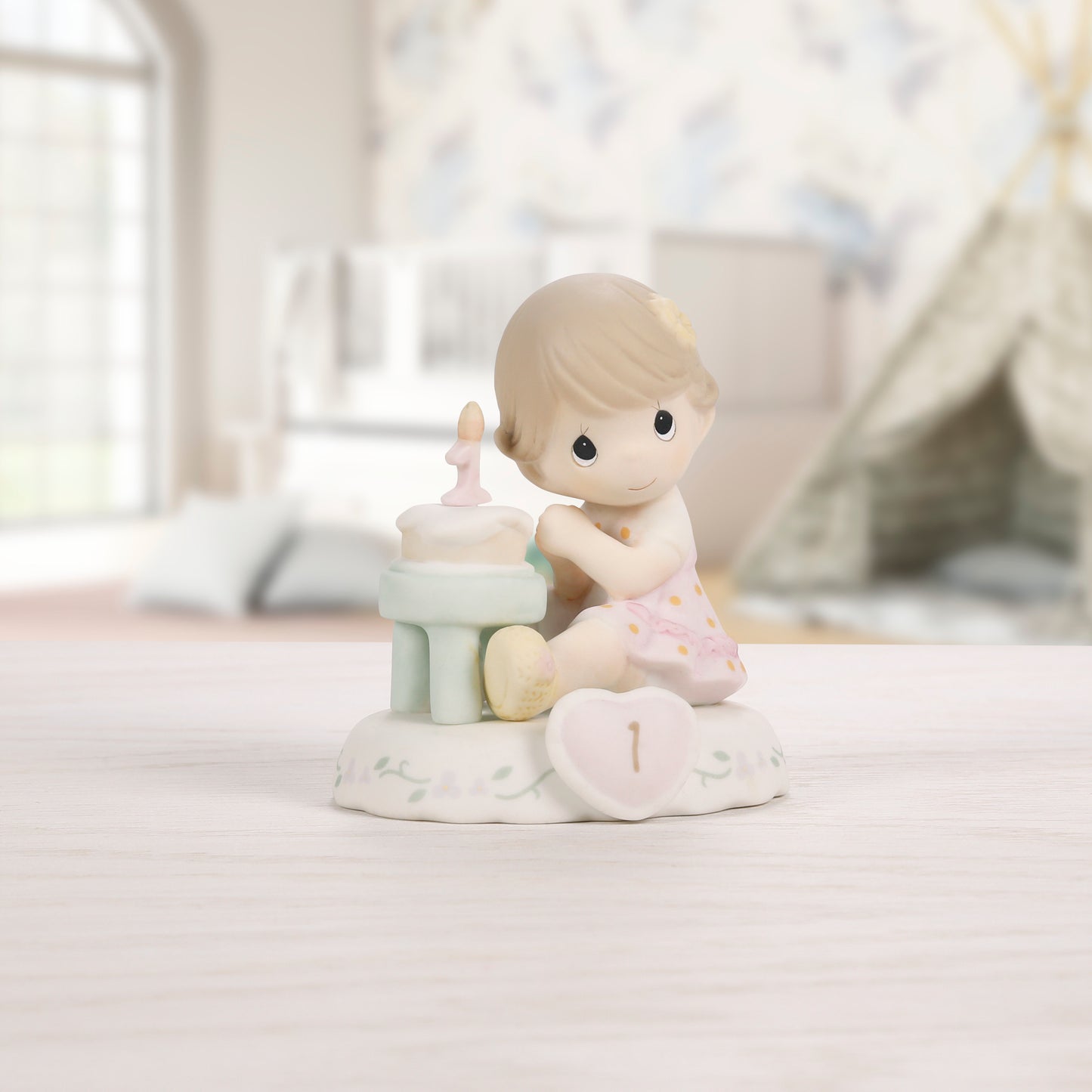 Growing In Grace, Age 1, Brunette Girl Figurine