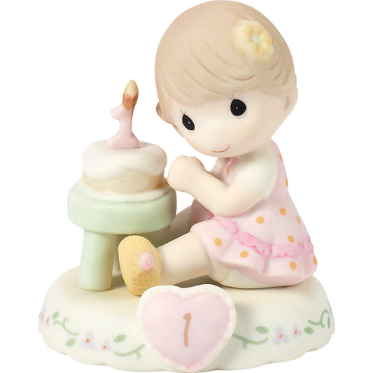 Growing In Grace, Age 1, Brunette Girl Figurine