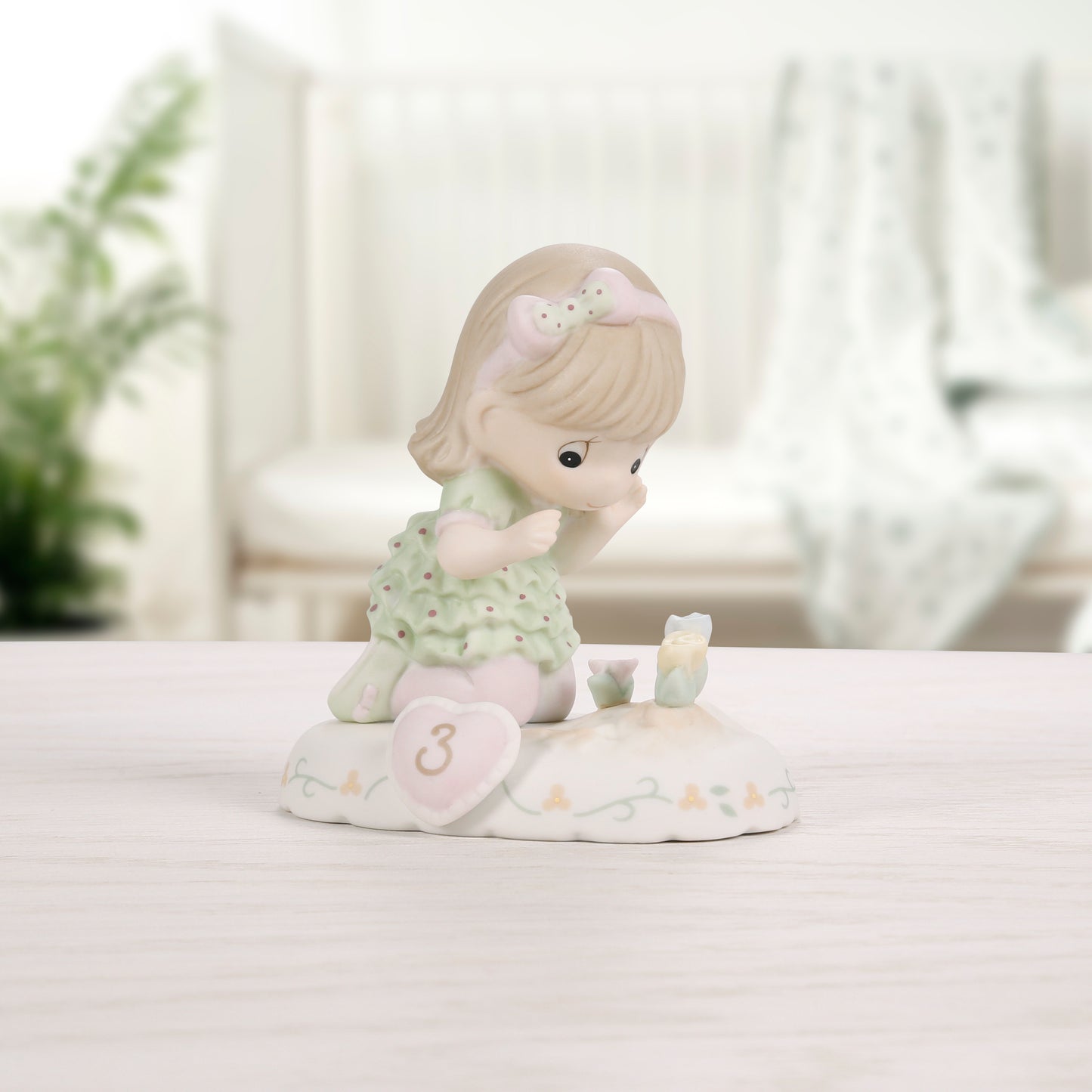 Growing In Grace, Age 3 Brunette Girl Figurine