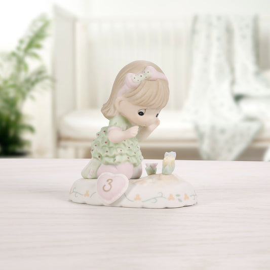 Growing In Grace, Age 3 Brunette Girl Figurine