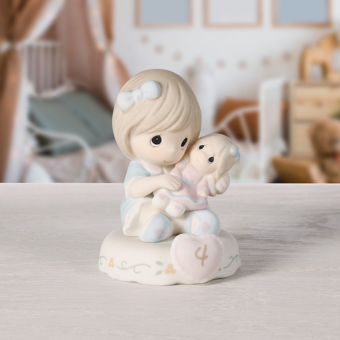 Growing In Grace, Age 4, Brunette Girl Figurine