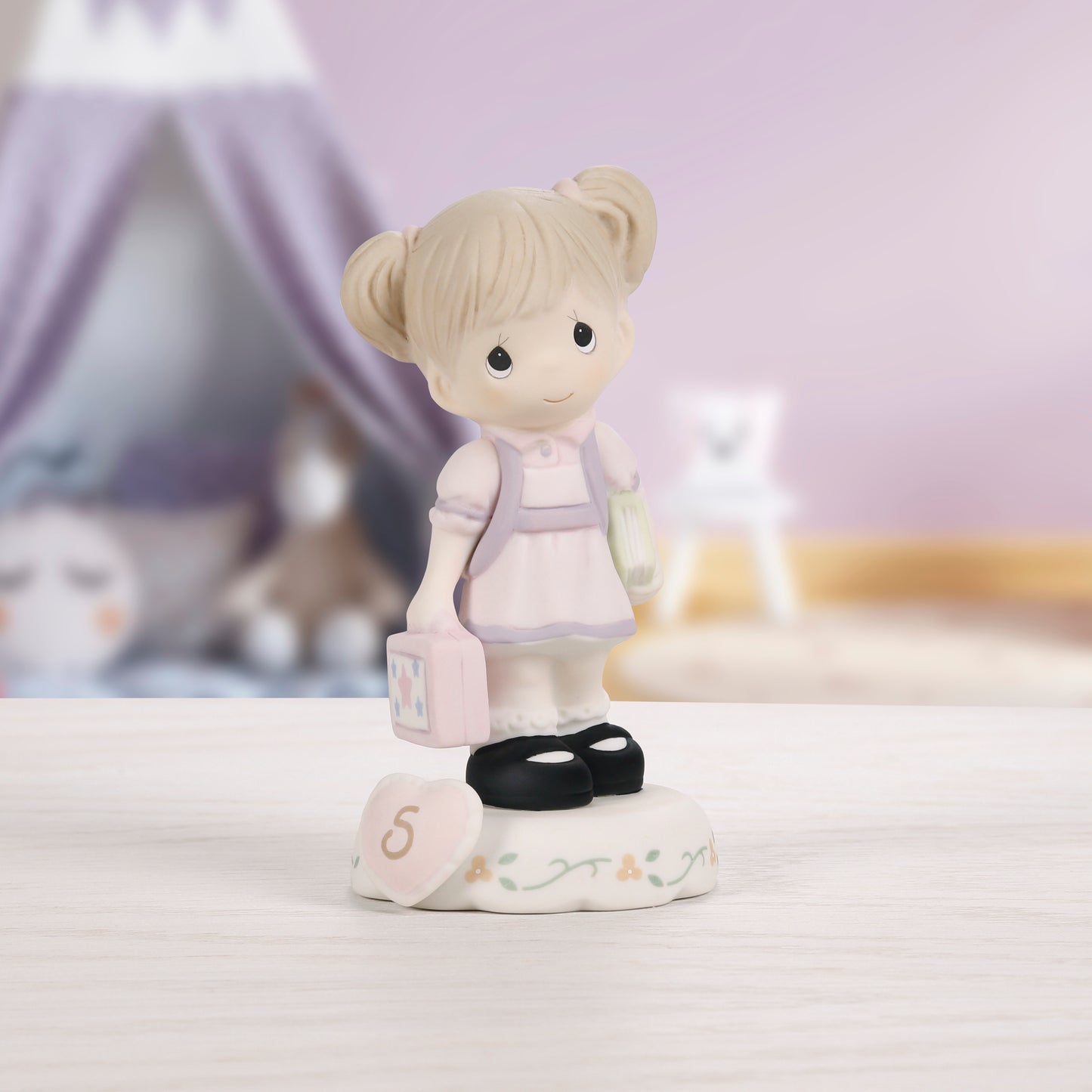 Growing In Grace, Age 5, Brunette Girl Figurine