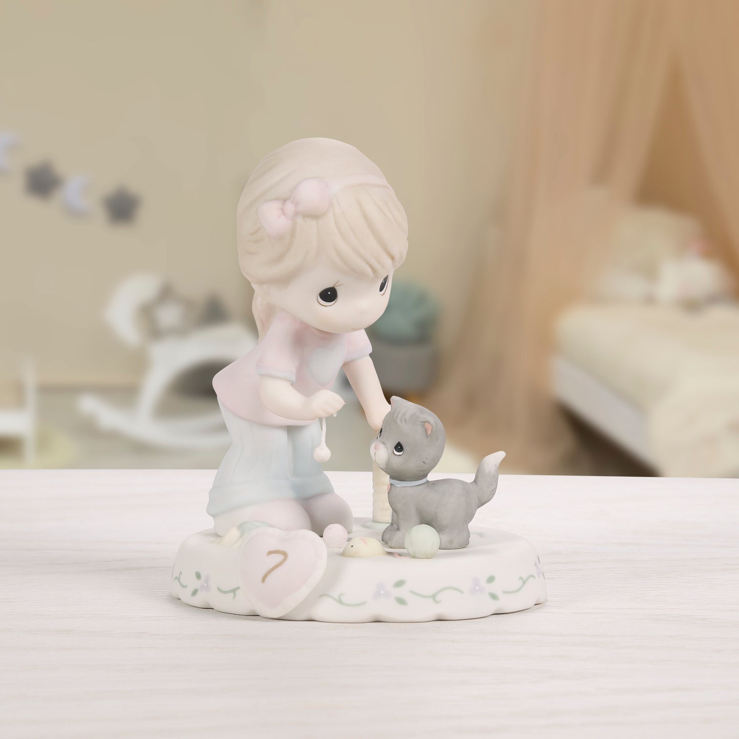 Growing In Grace, Age 7, Brunette Girl Figurine