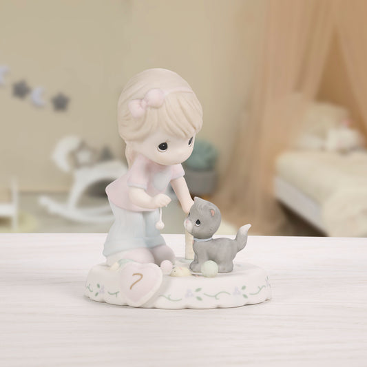 Growing In Grace, Age 7, Brunette Girl Figurine