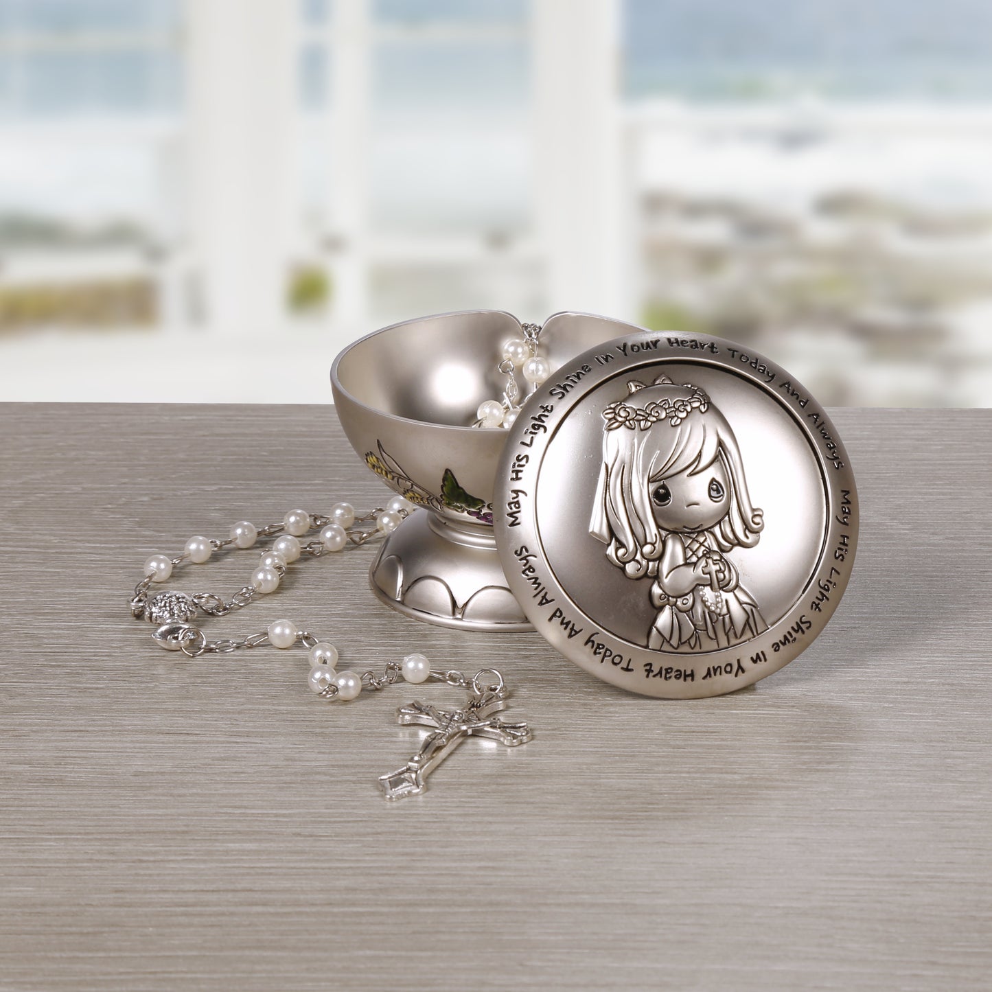 May His Light Shine In Your Heart Today And Always, Rosary Box With Rosary, Girl
