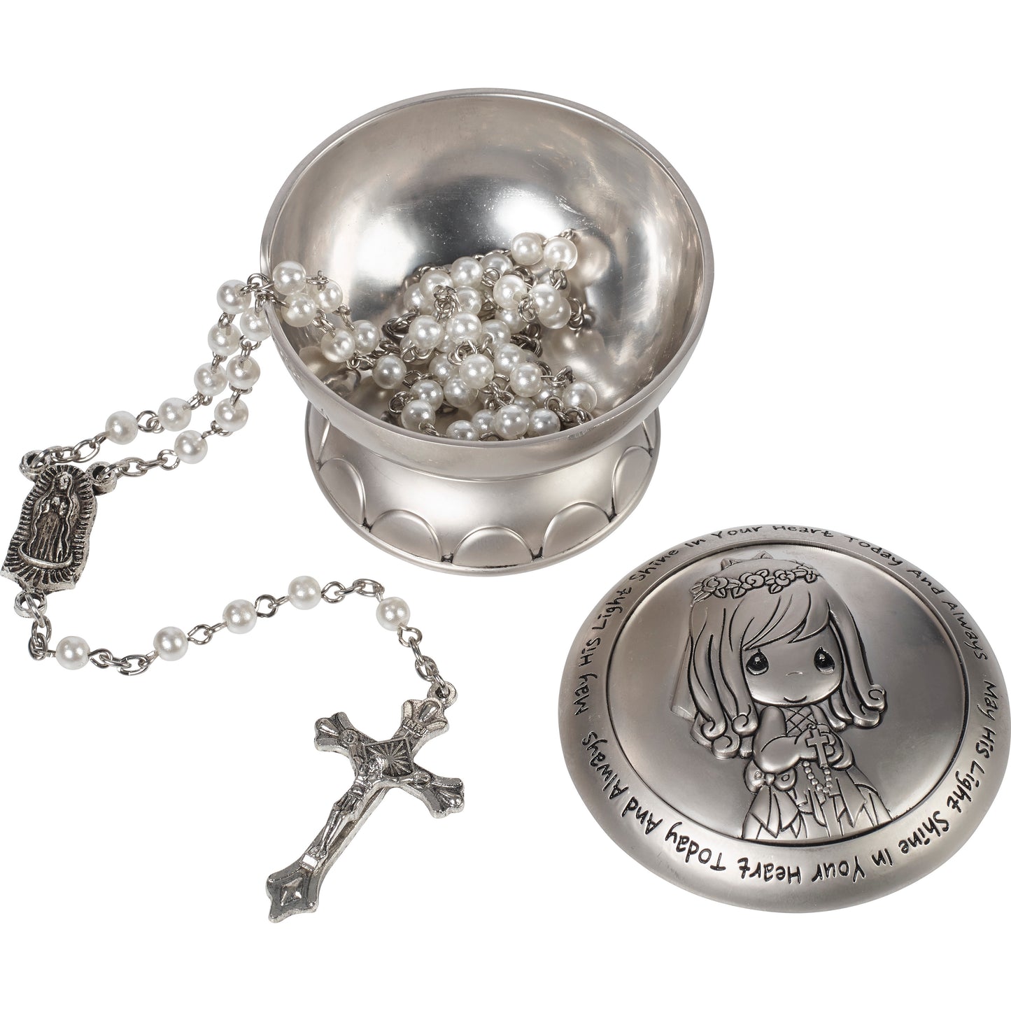 May His Light Shine In Your Heart Today And Always, Rosary Box With Rosary, Girl