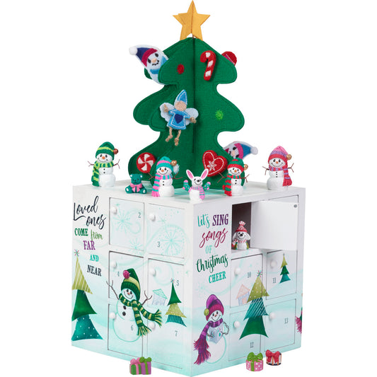 Snowman Advent Calendar Set of 33, Wood/Resin/Fabric