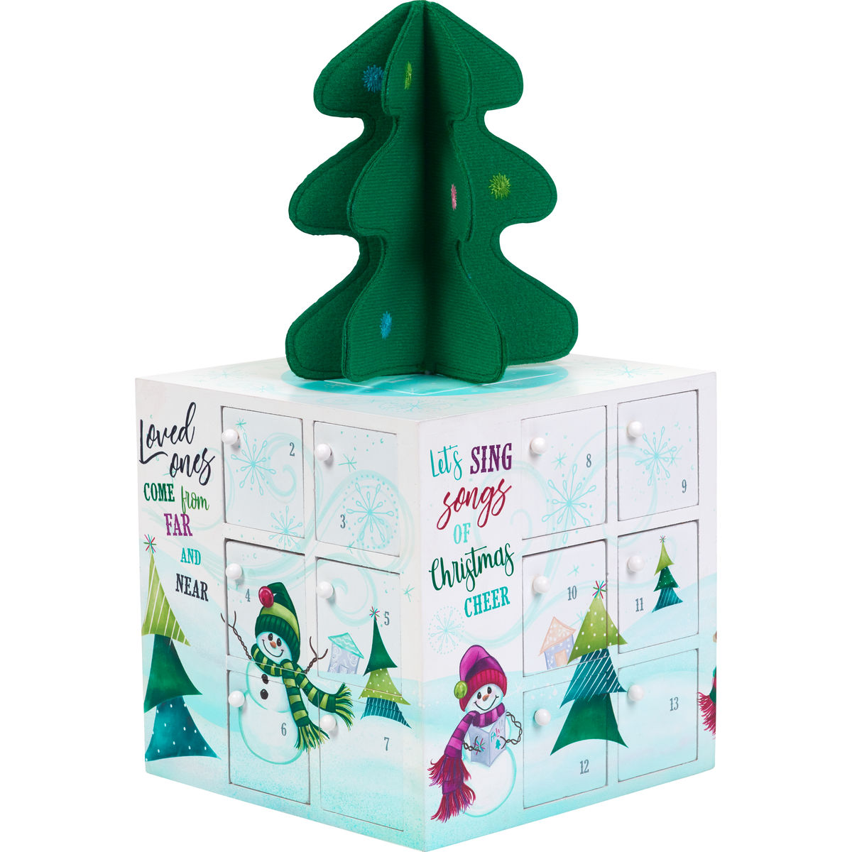 Snowman Advent Calendar Set of 33, Wood/Resin/Fabric