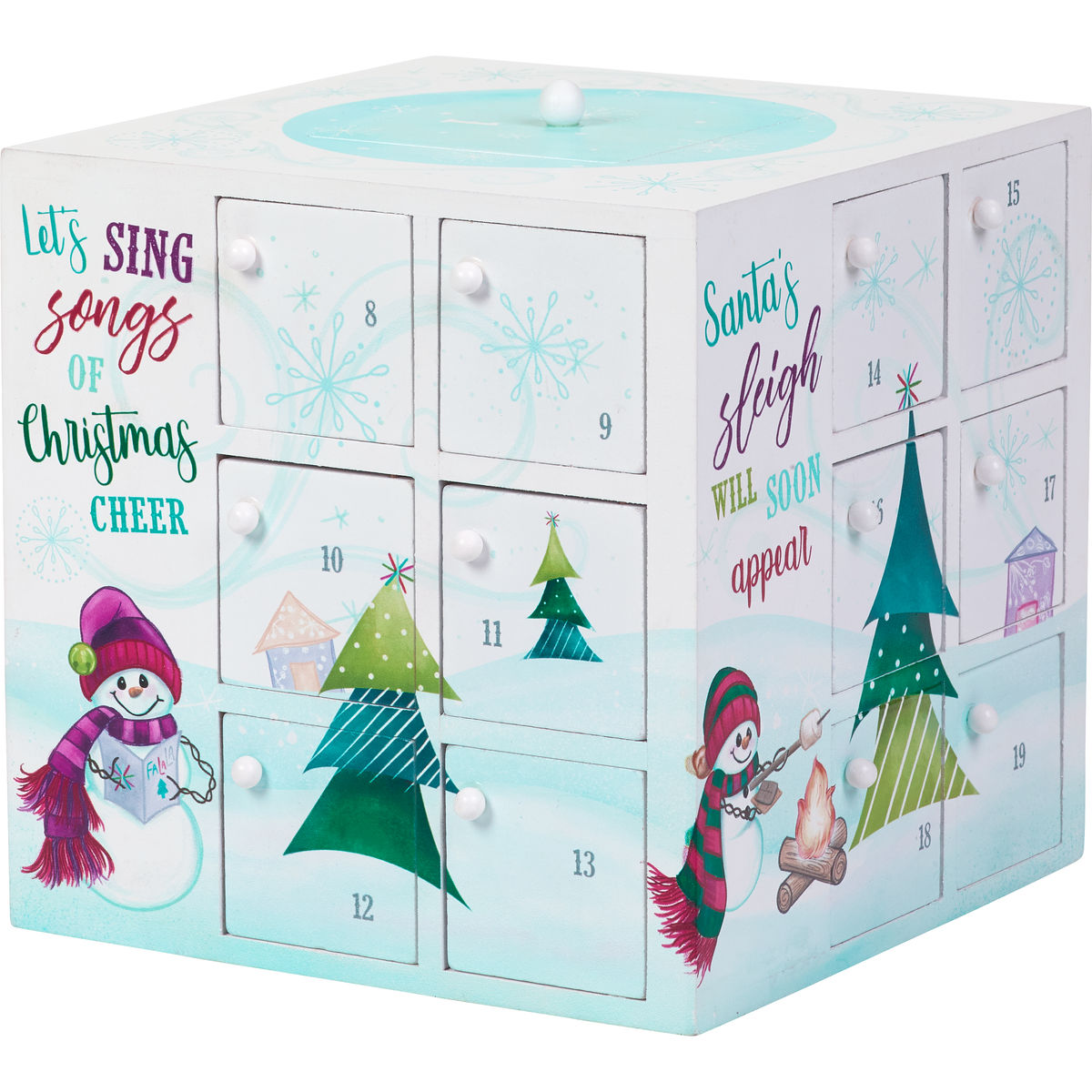 Snowman Advent Calendar Set of 33, Wood/Resin/Fabric