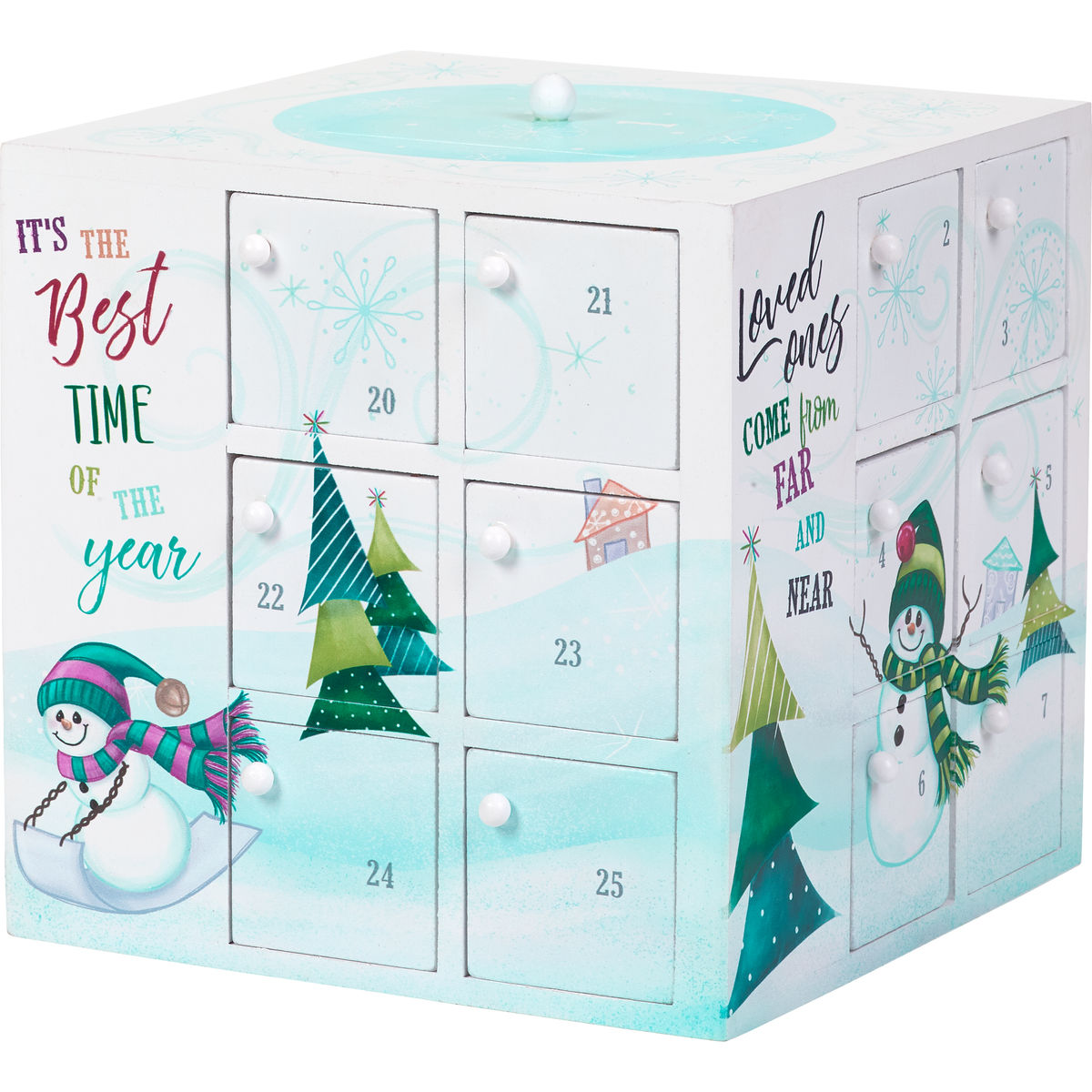 Snowman Advent Calendar Set of 33, Wood/Resin/Fabric