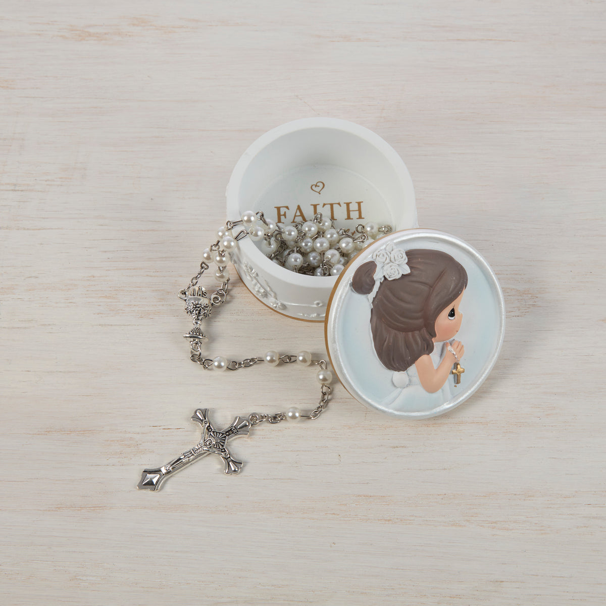 Faith Is The Light That Guides You Girl Rosary Box with Rosary