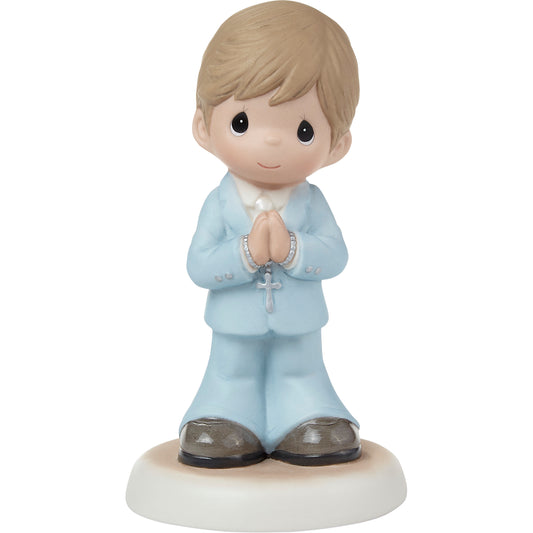 Blessings On Your First Communion Brunette Hair/Medium Skin Boy Figurine