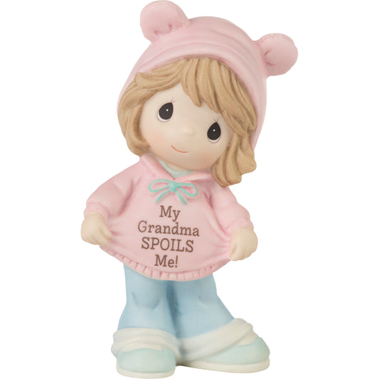 My Grandma Spoils Me Brunette Hair/Light Skin Girl Figurine