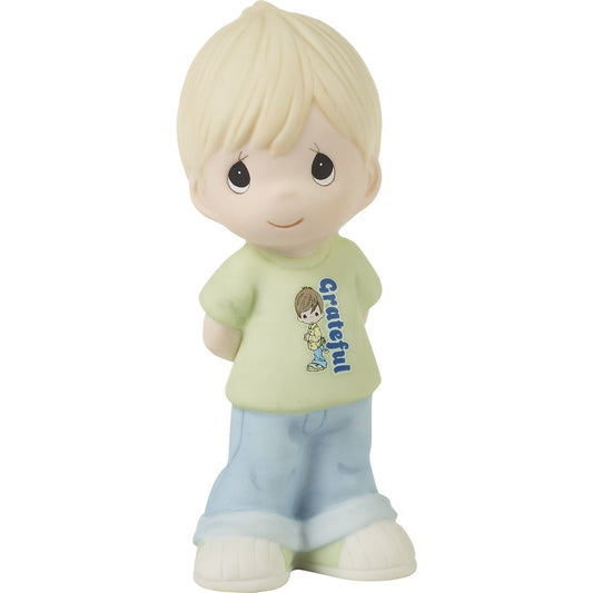 Blond Boy With Grateful T-Shirt Figurine