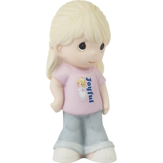 Blonde Girl With Joyful T-Shirt Figurine