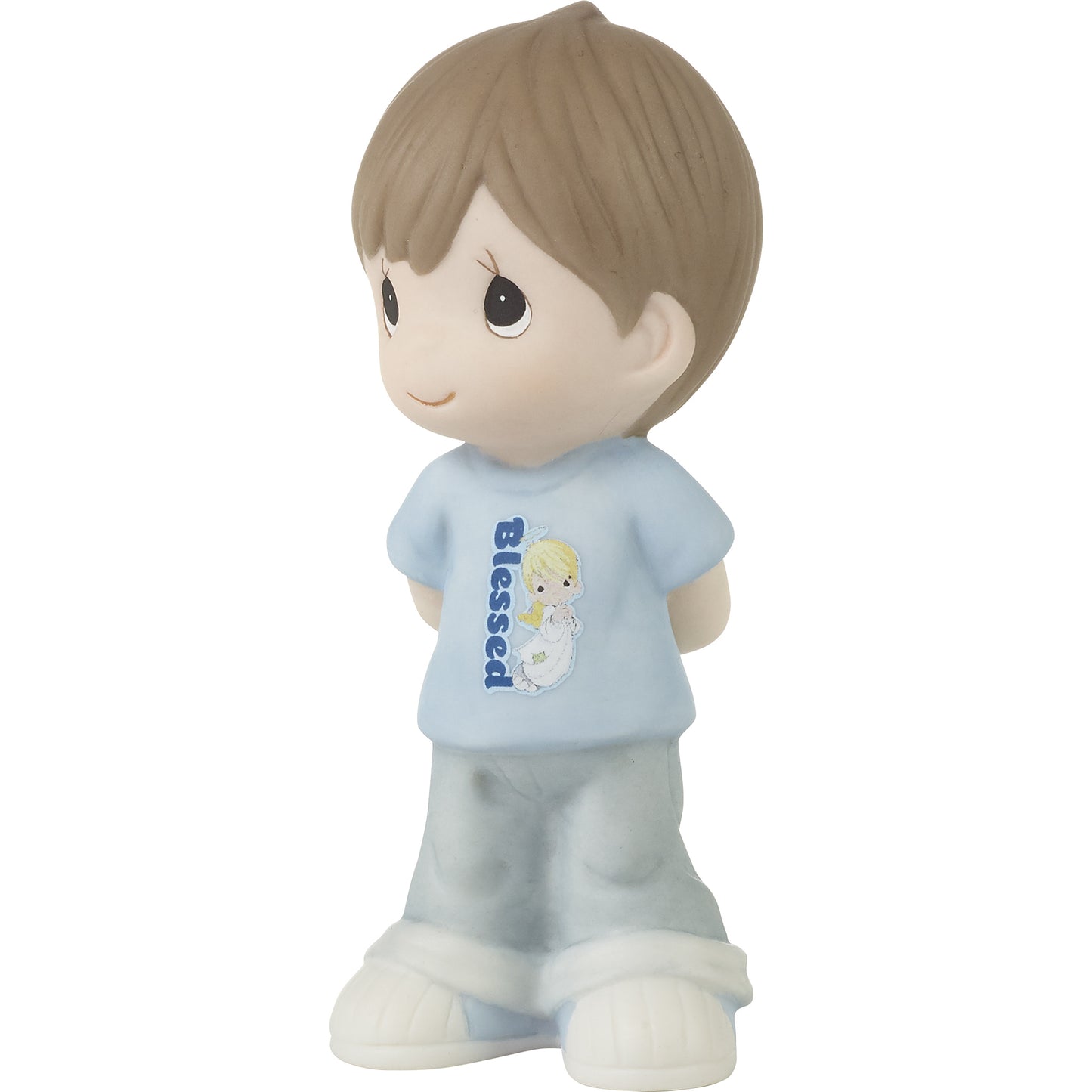 Brunette Boy With Blessed T-Shirt Figurine