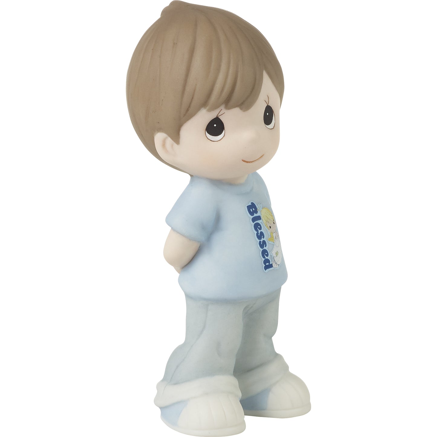 Brunette Boy With Blessed T-Shirt Figurine
