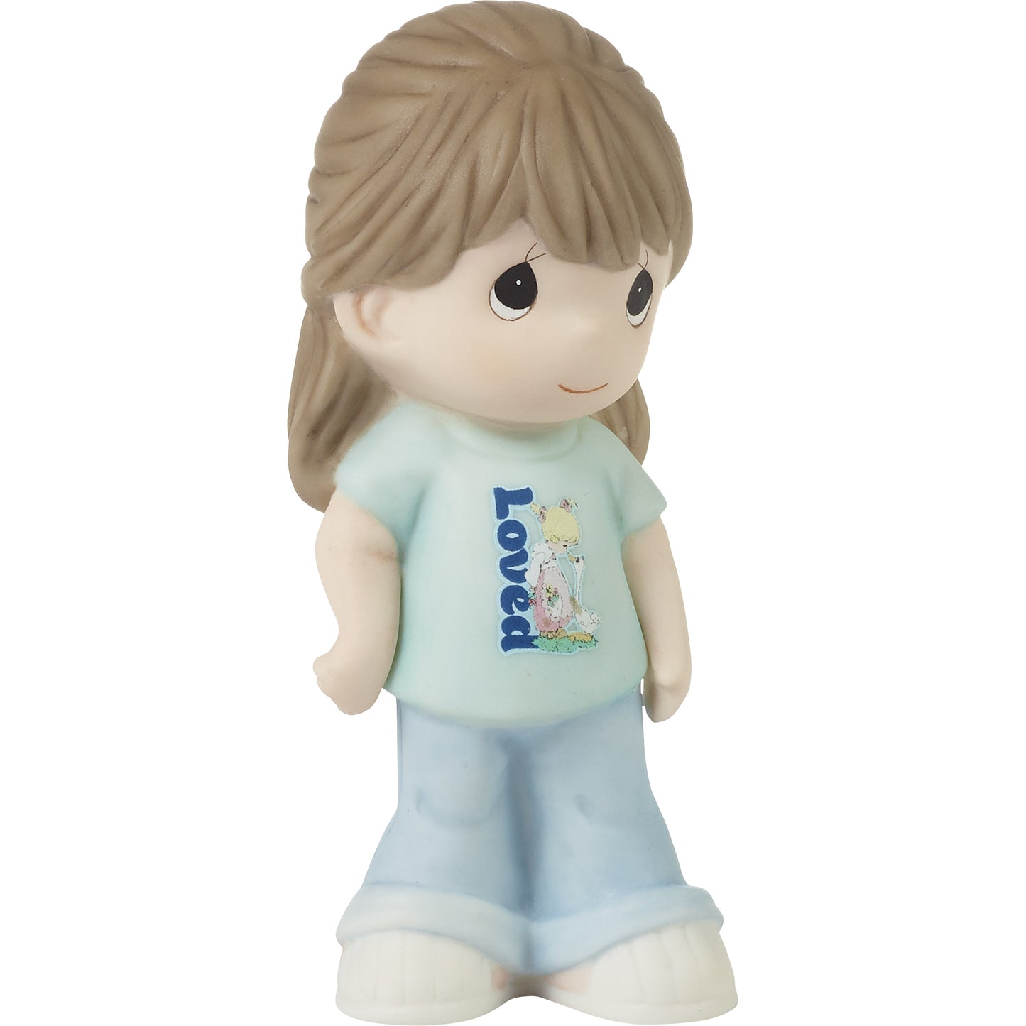 Brunette Girl With Loved T-Shirt Figurine