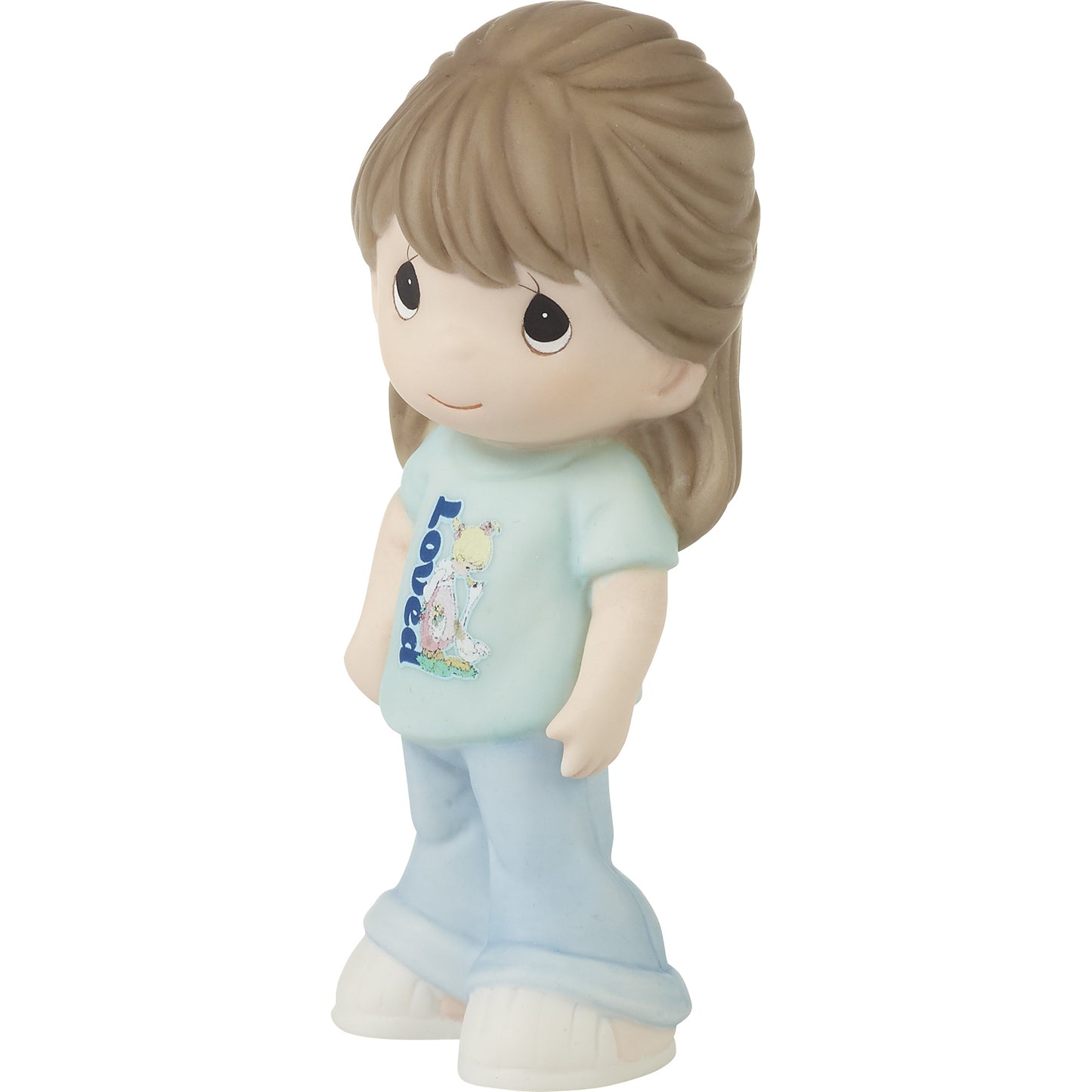 Brunette Girl With Loved T-Shirt Figurine