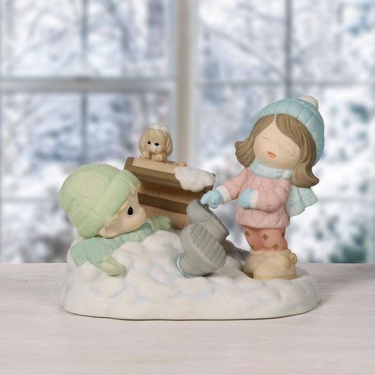 Life Is Snow Much Fun With You Brunette Hair/Light Skin Figurine