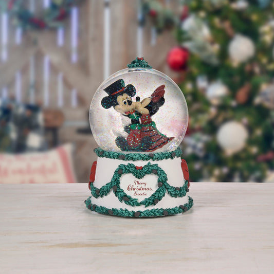 Merry Christmas, Sweetie Disney Mickey Mouse and Minnie Mouse Musical Snow Globe
