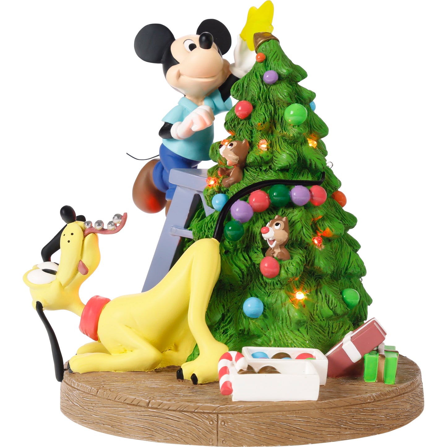 Bring Home The Holiday Cheer Disney Mickey Mouse, Pluto, Chip, and Dale LED Figurine