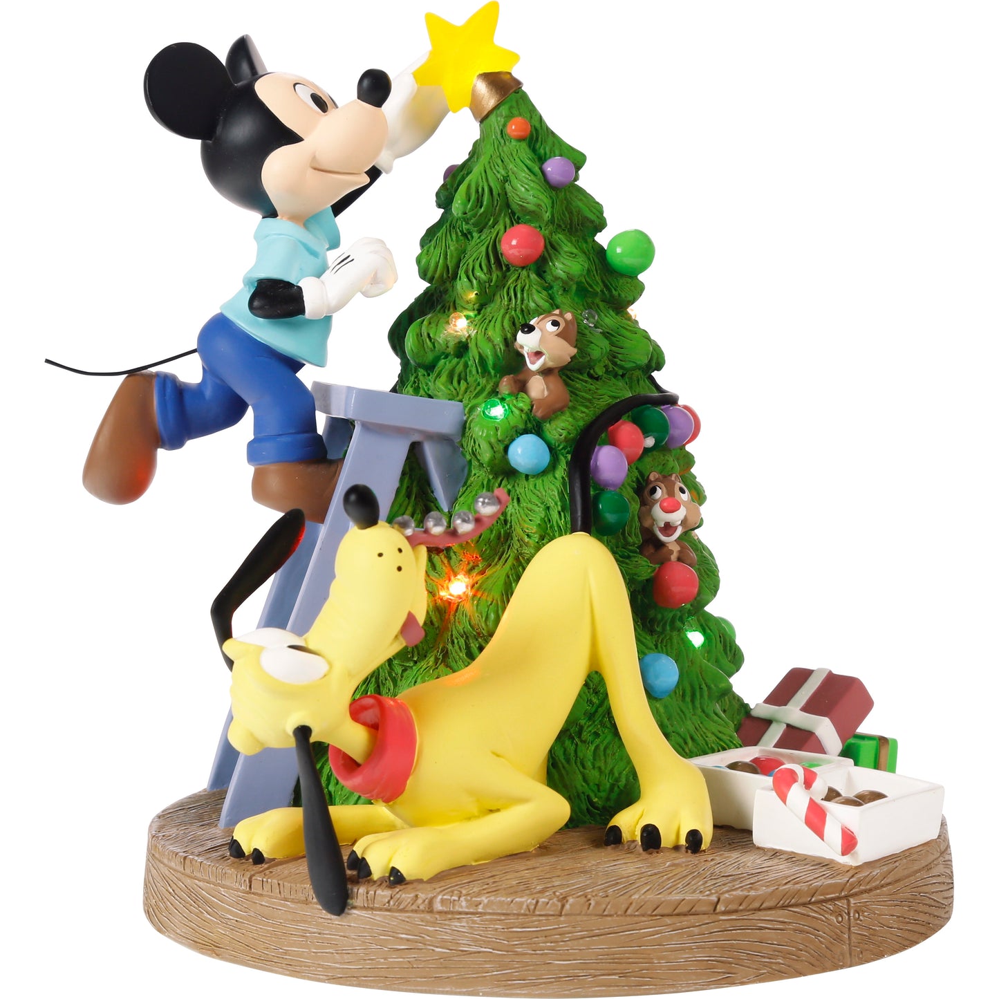 Bring Home The Holiday Cheer Disney Mickey Mouse, Pluto, Chip, and Dale LED Figurine