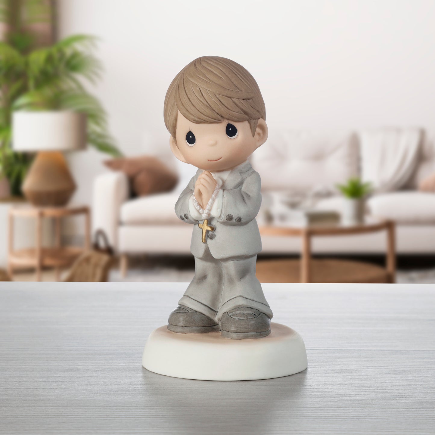 My First Communion Brunette Boy Figurine