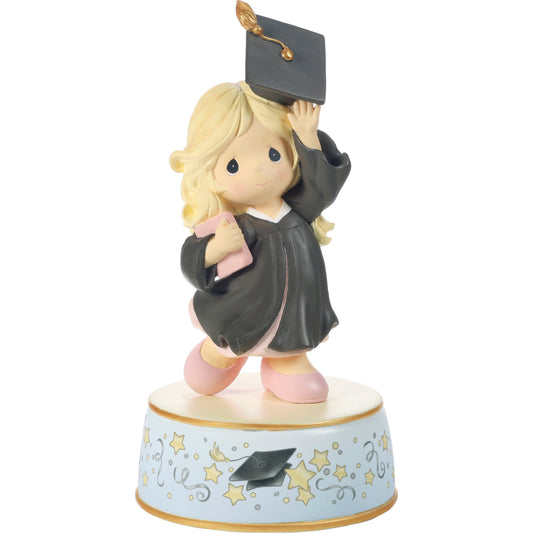 From Cap And Gown To New Horizons Blonde Girl/Black Gown Graduation Musical