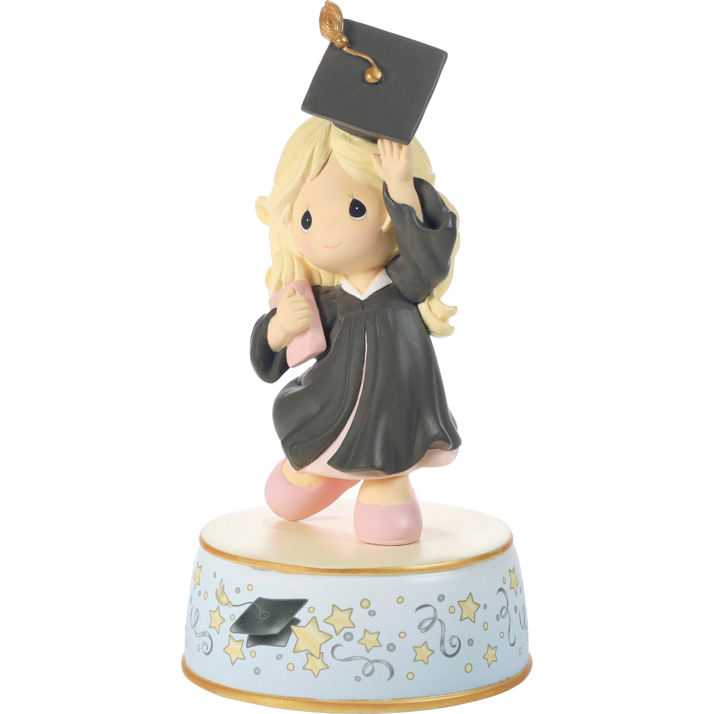 From Cap And Gown To New Horizons Blonde Girl/Black Gown Graduation Musical