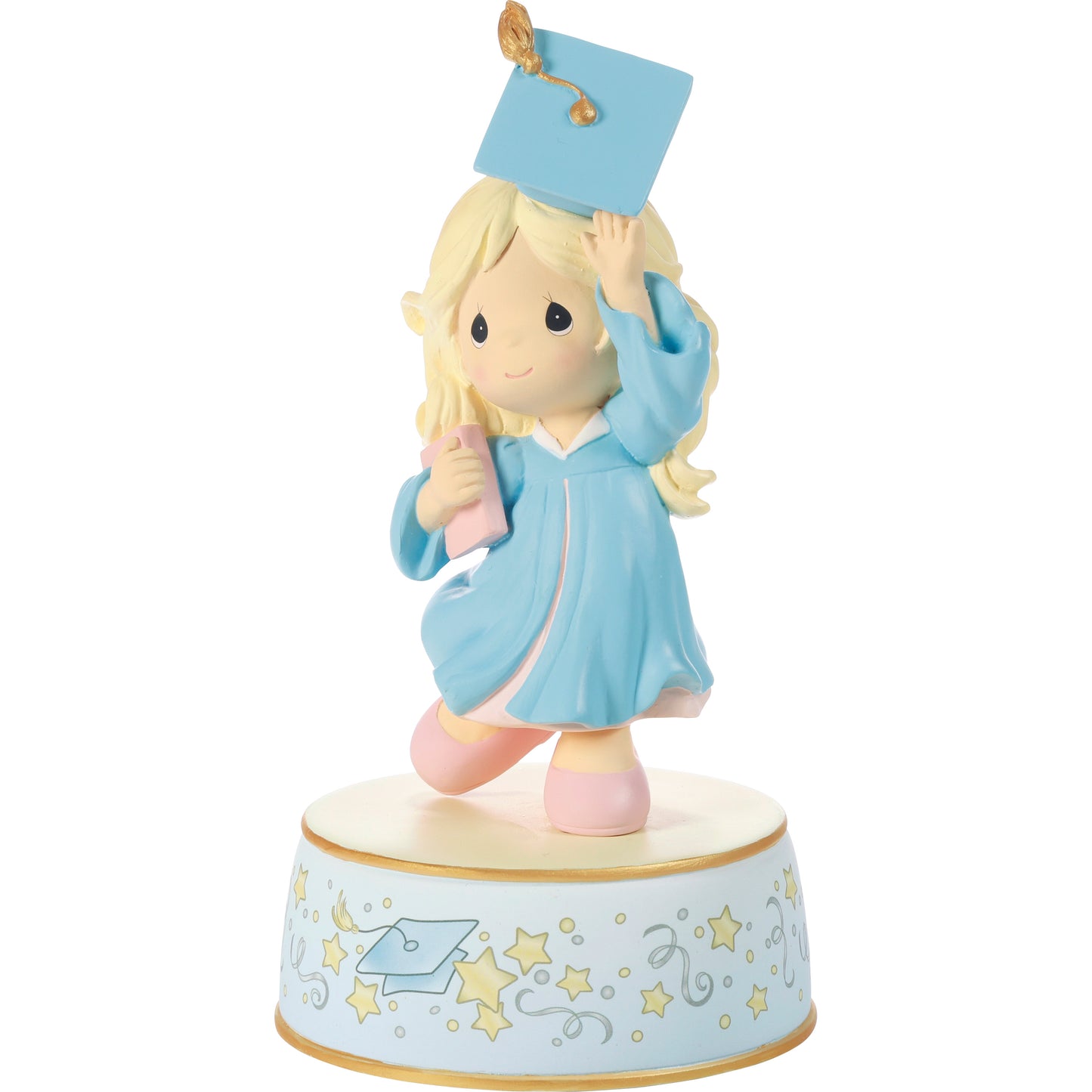 From Cap And Gown To New Horizons Blonde Girl/Blue Gown Graduation Musical