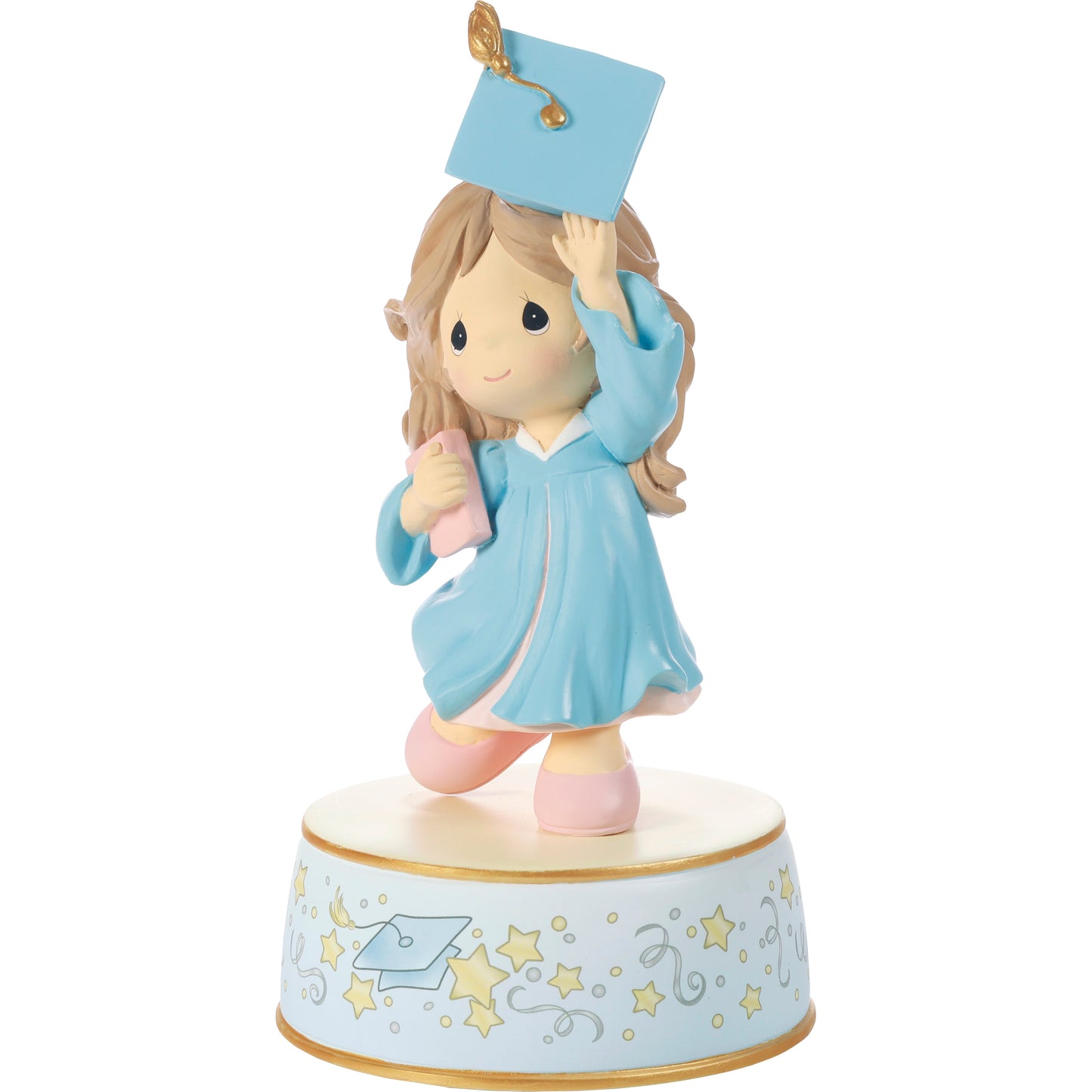From Cap And Gown To New Horizons Brunette Girl/Blue Gown Graduation Musical