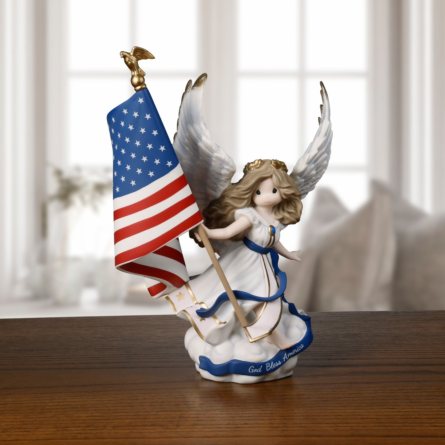 God Bless America Angel Figurine