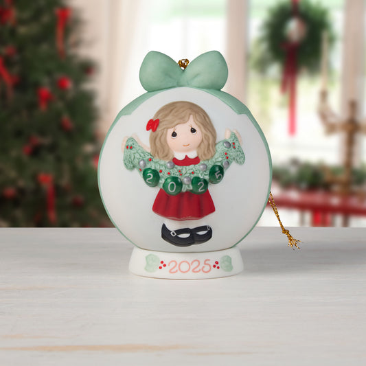 Deck The Halls 2025 Dated Girl Ball Ornament