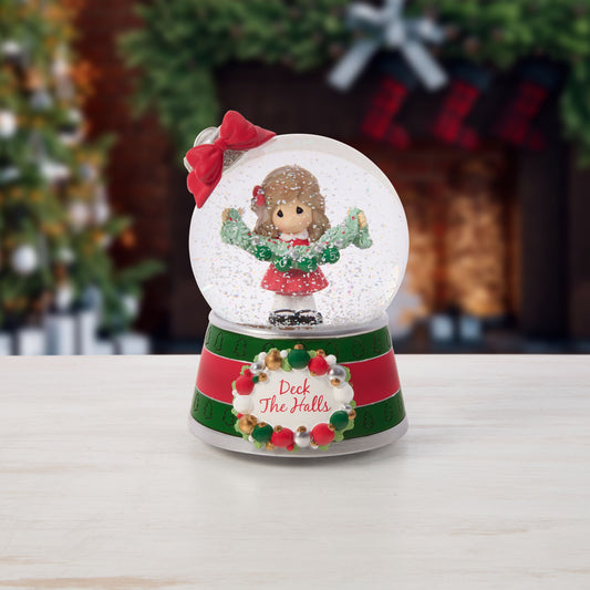 Deck The Halls 2025 Dated Musical Snow Globe