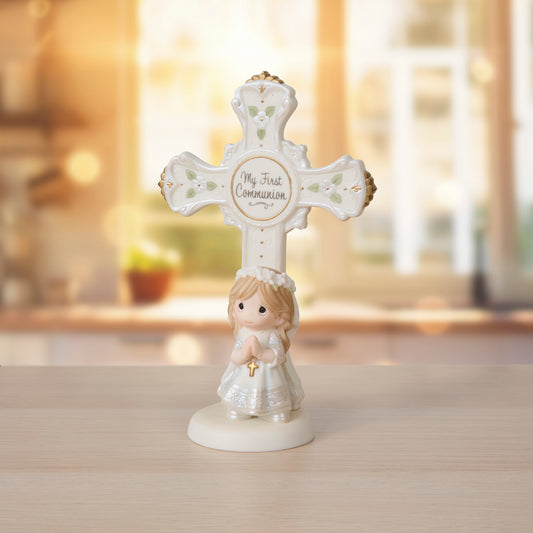 My First Communion Cross, Brunette Girl