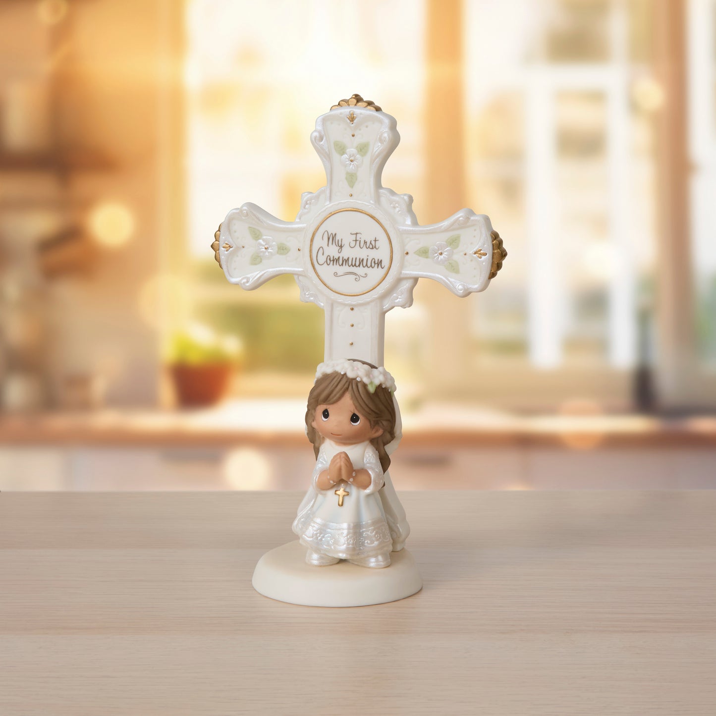 My First Communion Cross, Brunette/Medium Skin Tone
