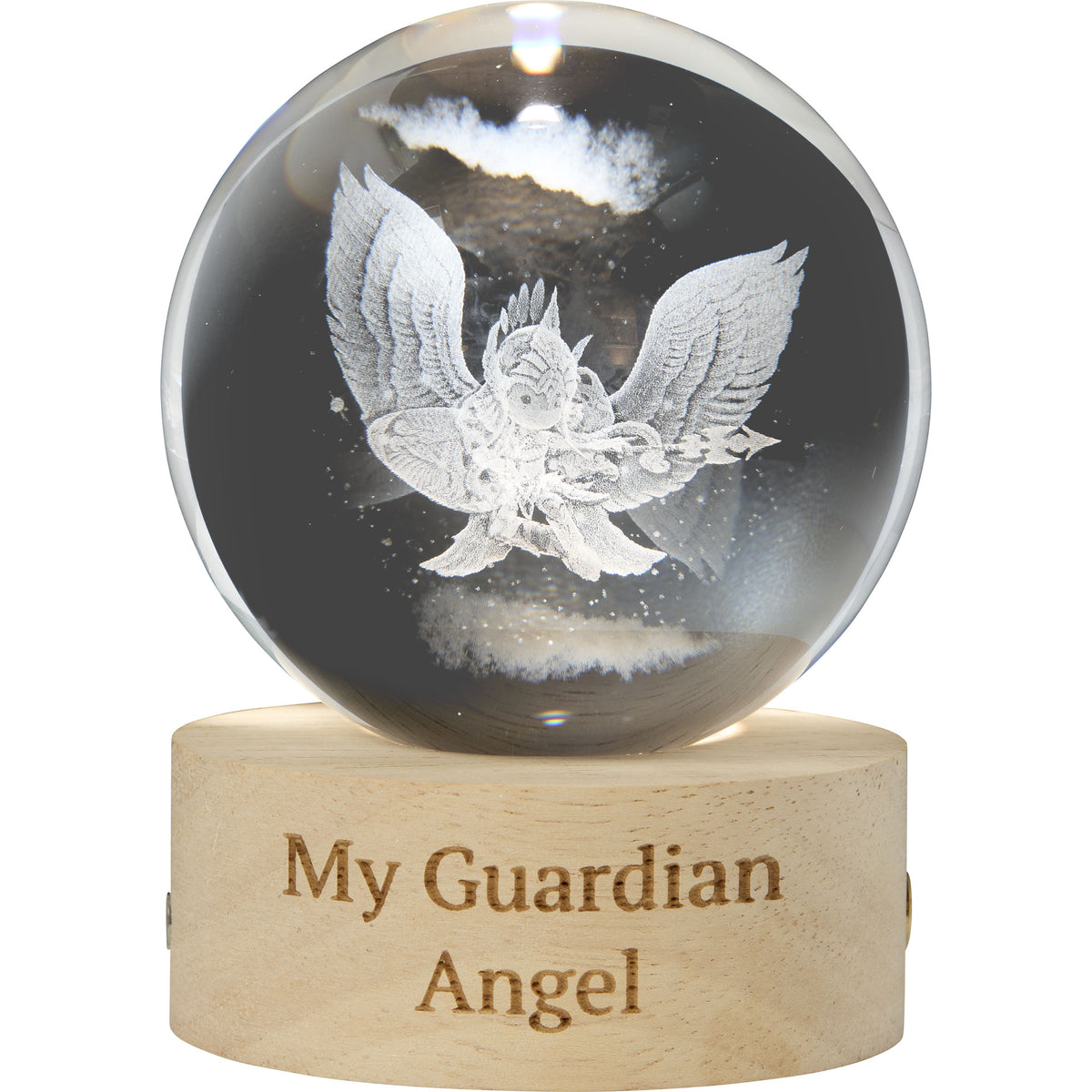 Elongated Warrrior Angel Light Up Laser Etched Ball
