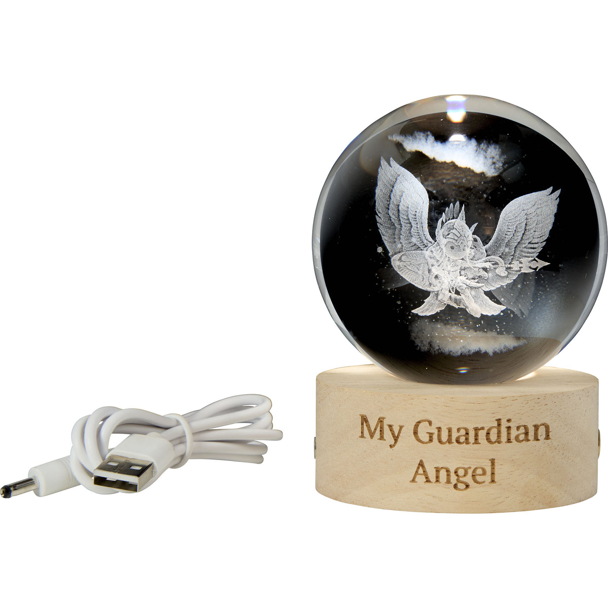 Elongated Warrrior Angel Light Up Laser Etched Ball