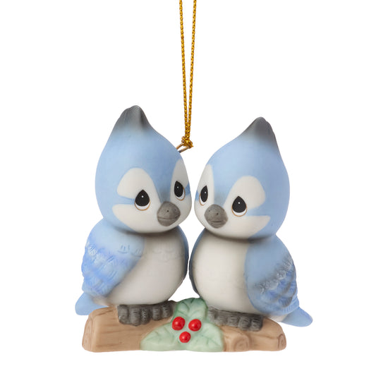 Christmas Is Cozier With You Blue Jay Couple Ornament